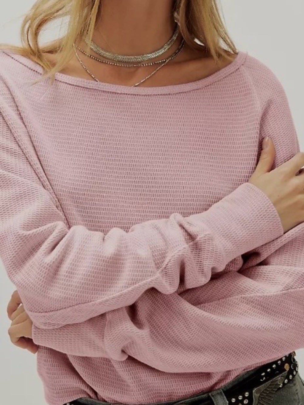 Free People Lilac Women's Waffle-Knit Sweater